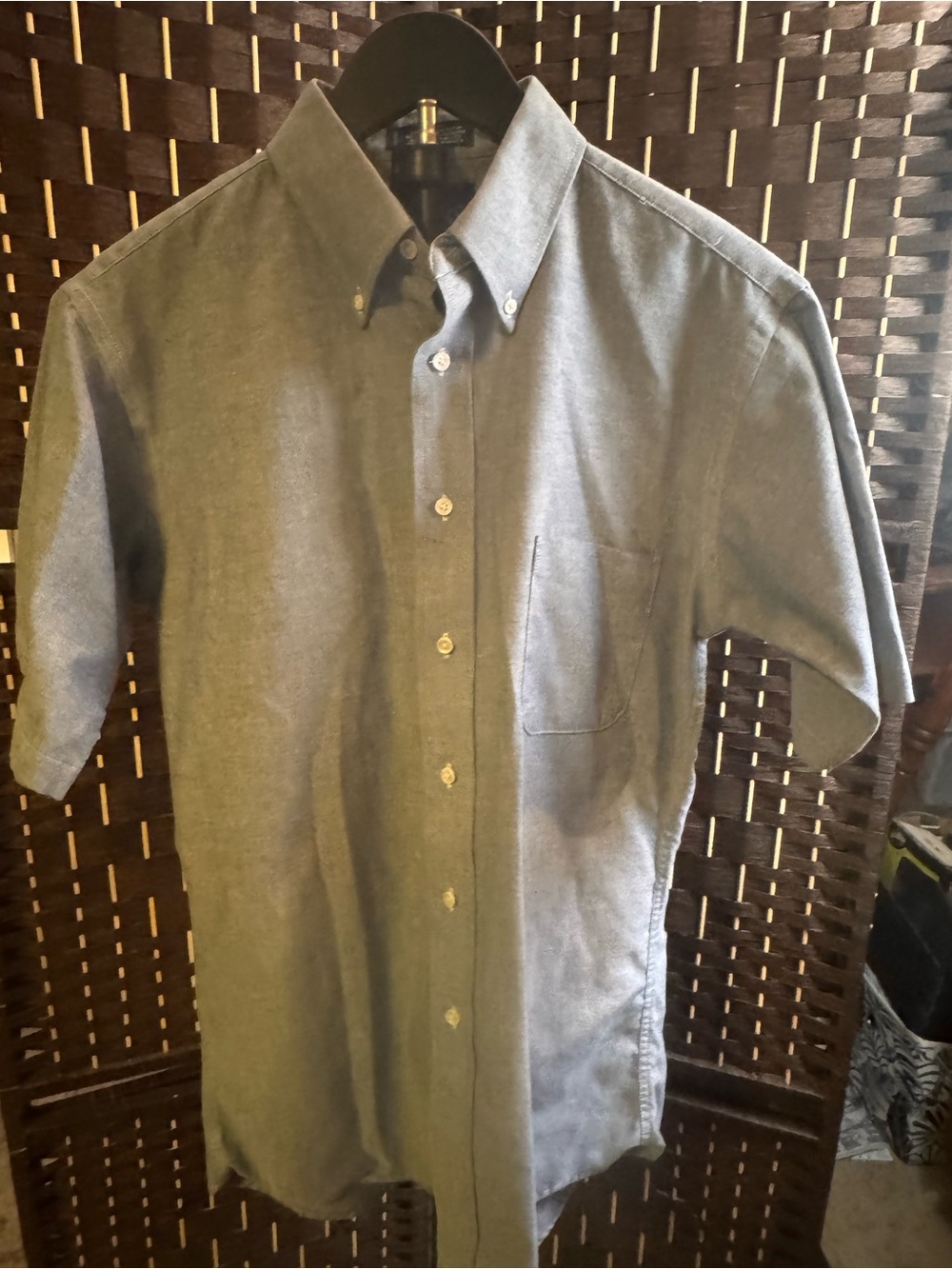Stafford Short-Sleeve Button-Down Shirt in Heather Blue-Gray